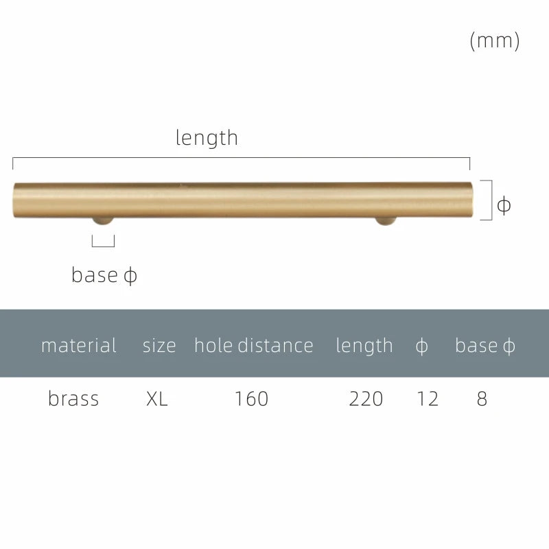 Yu'An Brass Furniture Handles Nordic Modern Pastoral Wardrobe Dresser Cupboard Drawer Cylinder Black/Gold Pulls Knobs