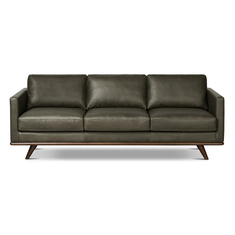 Nolita 85" Full-Grain Genuine Italian Leather Square Arm Sofa