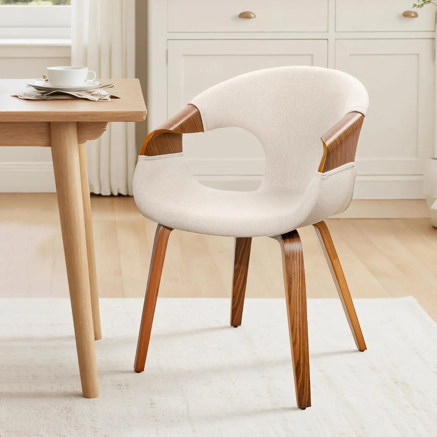Belmont Collection | Atomic-Era Walnut & Brass - showcasing full sculptural form and curated finish in a Mid-Century Modern living room setting.