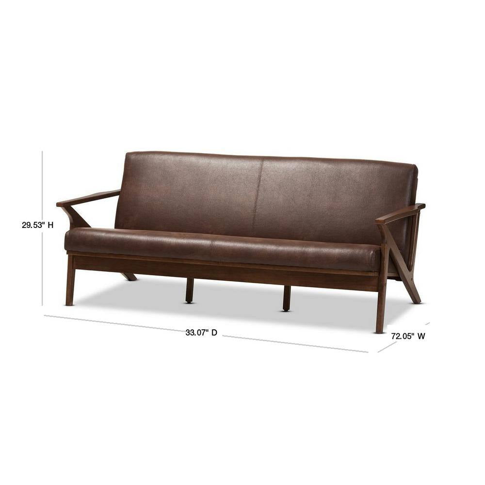 Bianca 72.1 In. Dark Brown Fabric 4-Seater Cabriole Sofa with Wood Frame