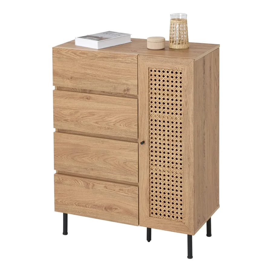Belmont Collection | Floating Rattan-Woven Rattan Console - showcasing full sculptural form and curated finish in a Mid-Century Modern entryway setting.