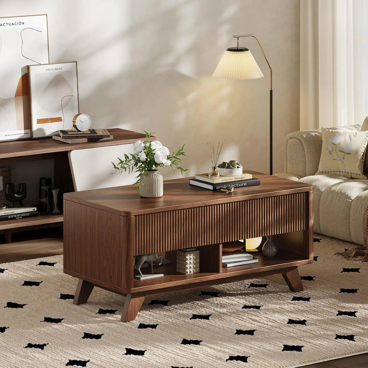The Astoria Fluted Walnut Coffee Table