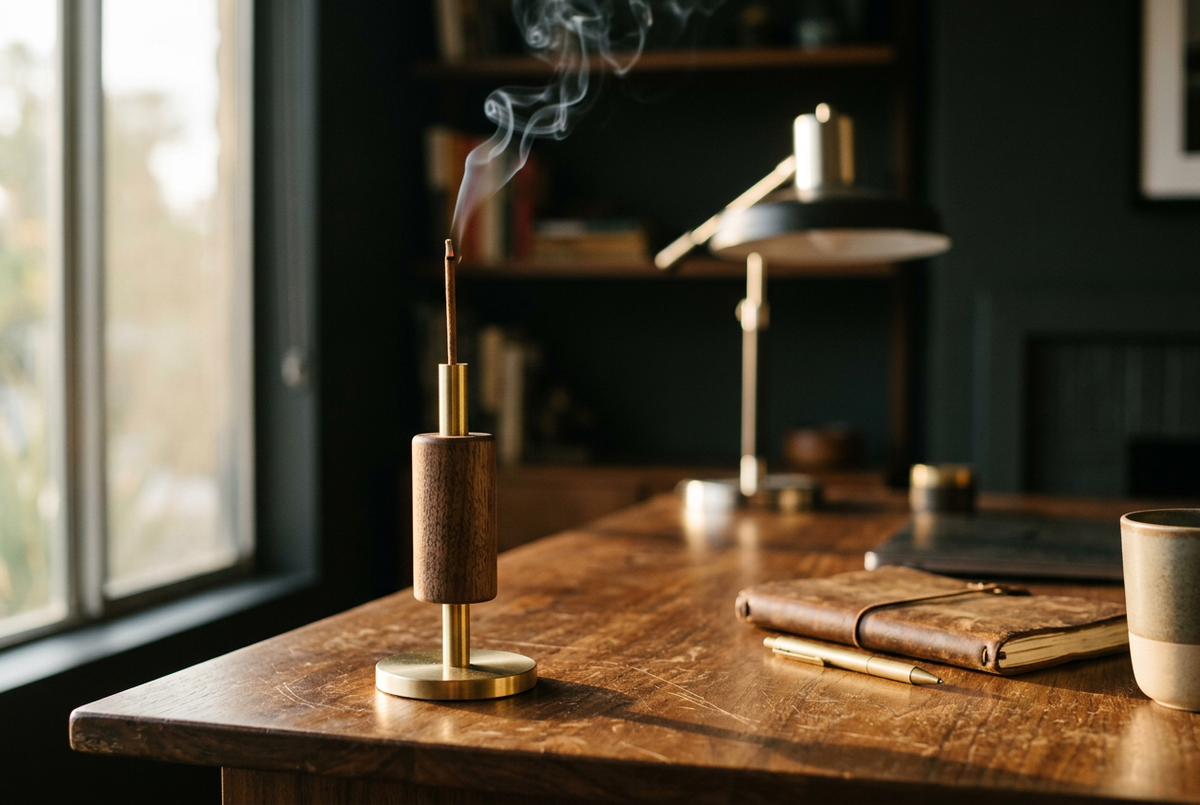 Walnut & Brass Incense Holder | Zen Garden