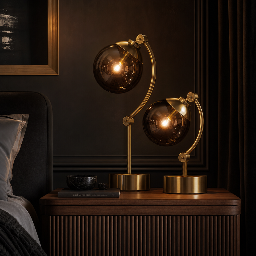 The Astoria Smoke & Brass Orbital Sconce