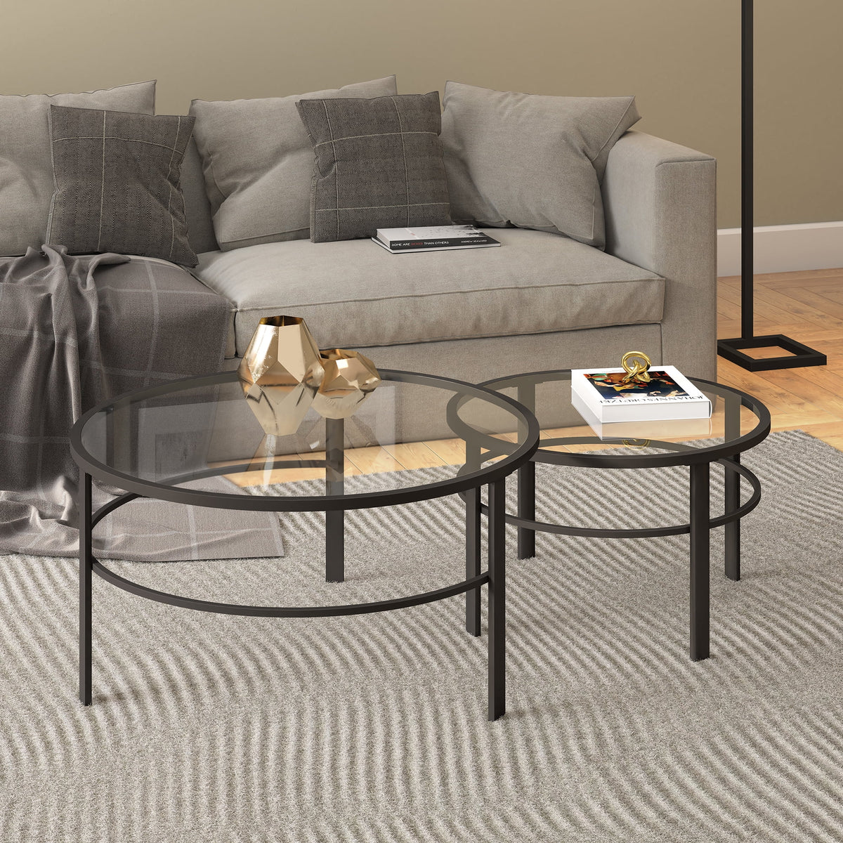 Gaia round Nested Coffee Table, Blackened Bronze