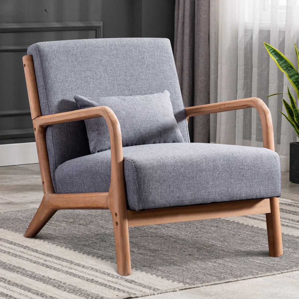 Mid Century Modern Accent Chair, Gray
