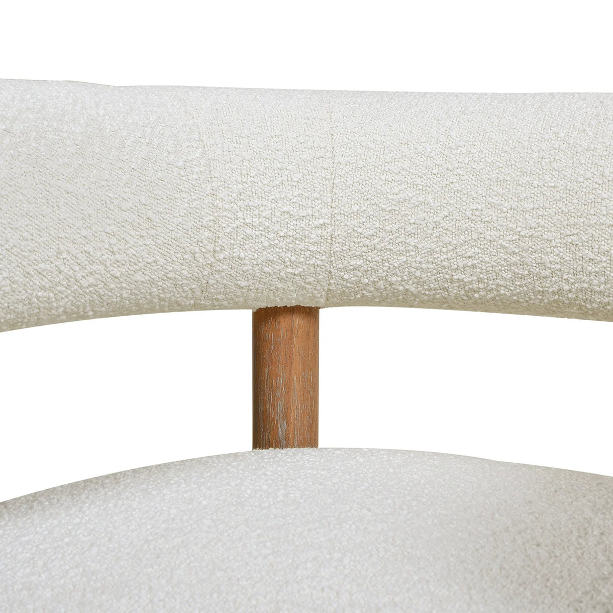 Fuji Mid Century Modern Barrel Accent Arm Chair Ivory White Boucle