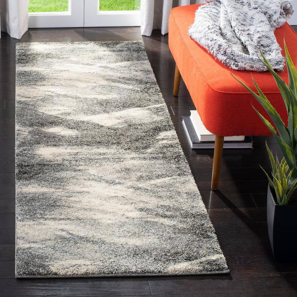 Retro Grey/Ivory 2 Ft. X 7 Ft. Solid Runner Rug