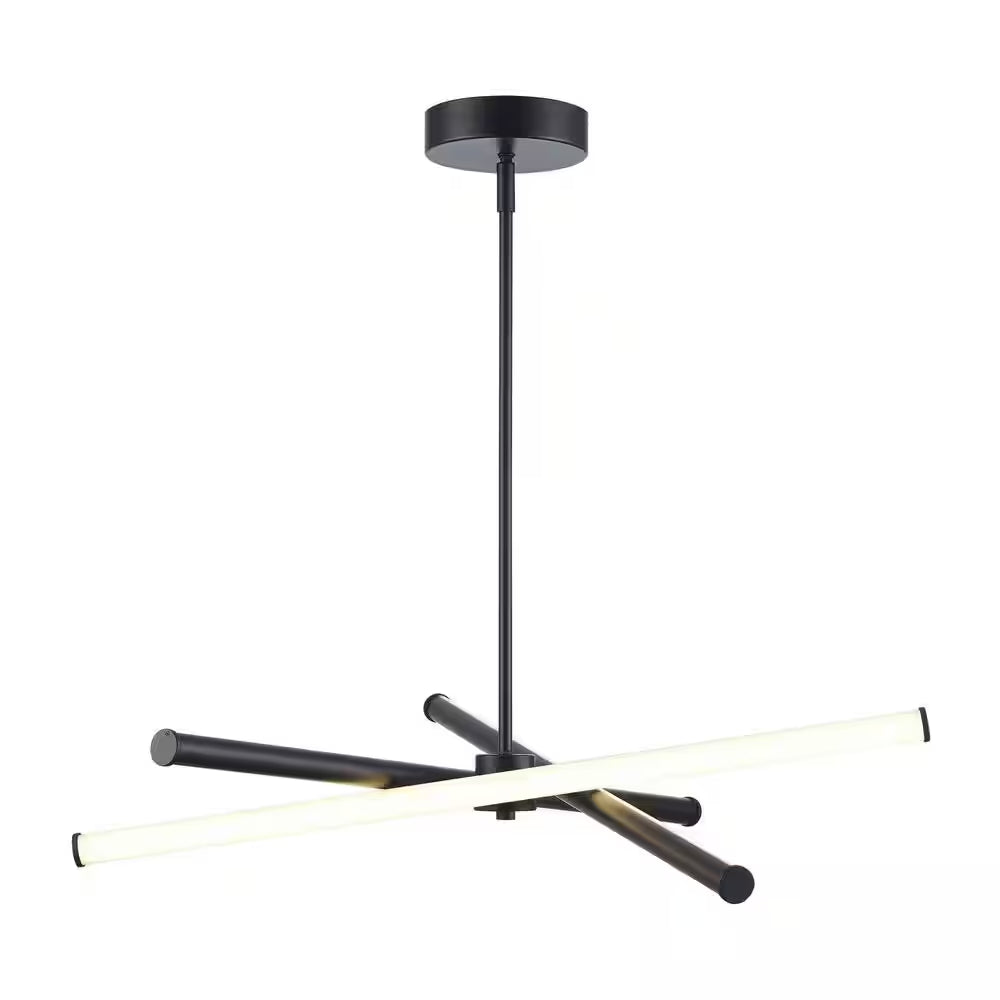 York 28 In. Modern Black Linear Integrated LED Dimmable Pendant Light Fixture with Selectable 3-CCT