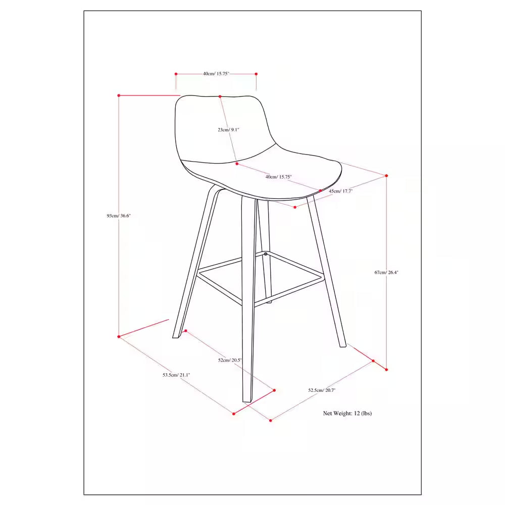 Randolph 36.61 In. H Charcoal Grey, Black Linen Look Fabric Mid Century Modern Bentwood Counter Height Stool (Set of 2)