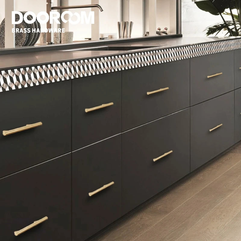 Yu'An Brass Furniture Handles Nordic Modern Pastoral Wardrobe Dresser Cupboard Drawer Cylinder Black/Gold Pulls Knobs