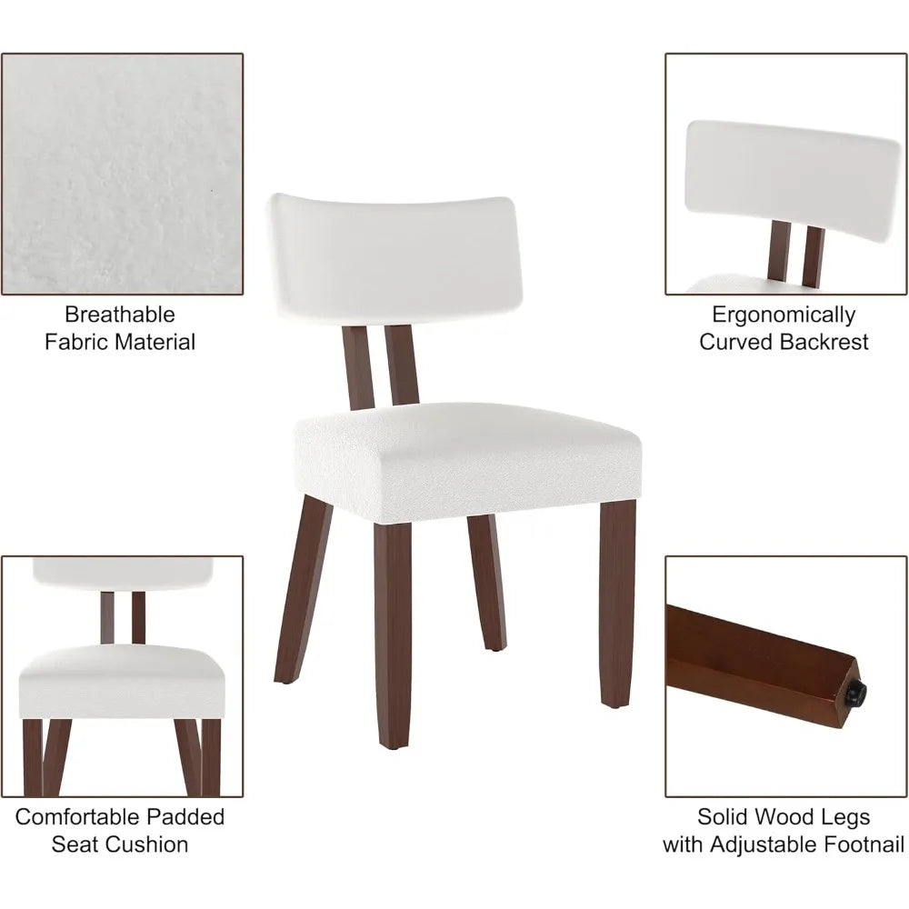 Fontaine Collection | Curved Atomic-Era Upholstered Dining Chair Set - styled from an alternate angle revealing dimensional depth in a Mid-Century Modern dining room setting.