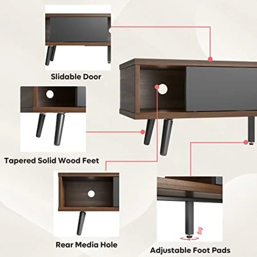 Ellington Collection | Grand Walnut Media Console - showcasing full sculptural form and curated finish in a Mid-Century Modern entryway setting.