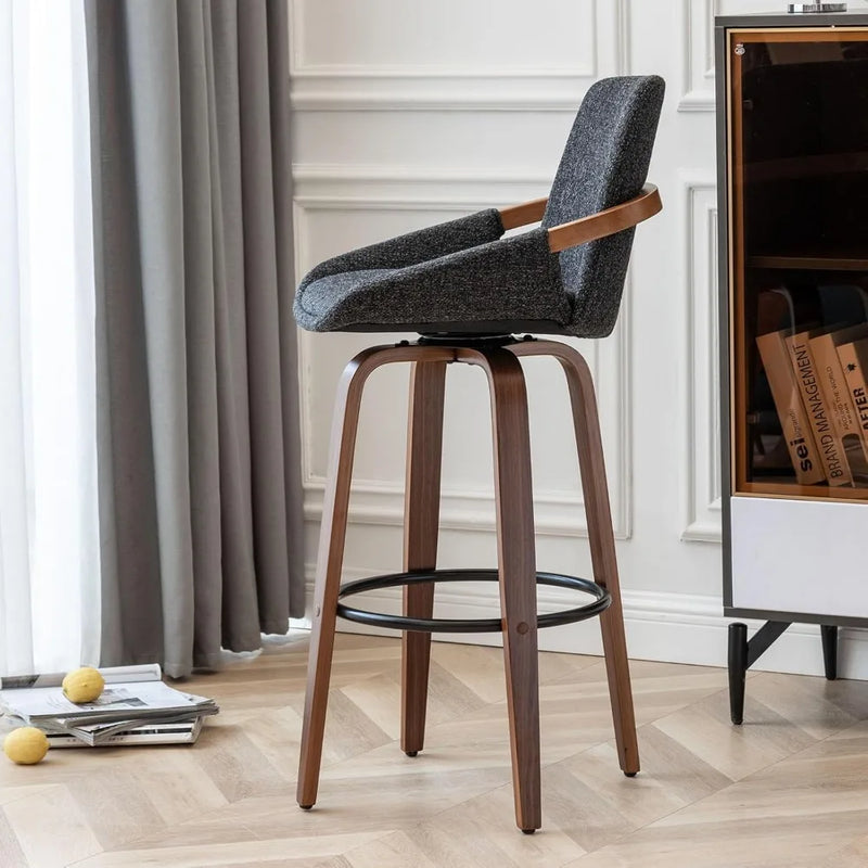 The Astoria Charcoal Linen Swivel Barstool