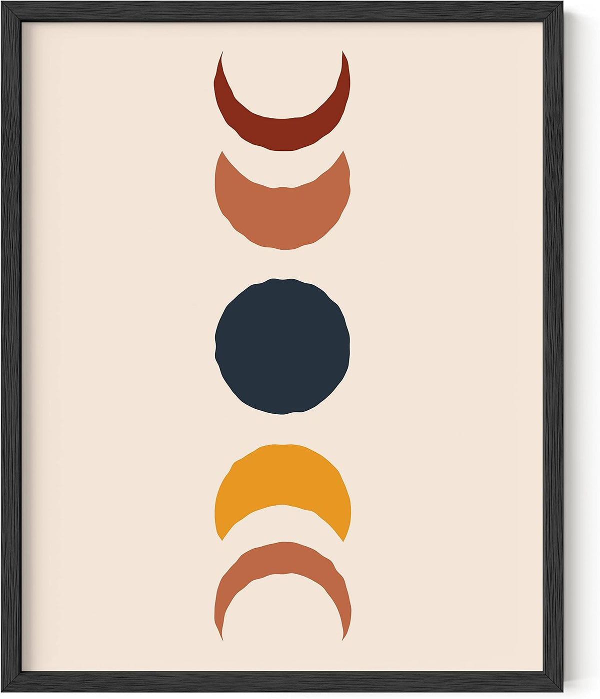 HAUS and HUES Boho Framed Wall Art - Southwestern Geometric Sun Print, Mid Century Modern Decor, Black Frame 12X16