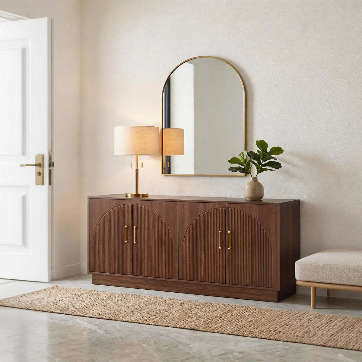 65" Mid-Century Modern TV Stand with Storage