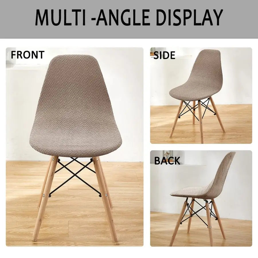 Dresden Collection | Geometric Desert-Modern Jacquard Accent Chair - styled from an alternate angle revealing dimensional depth in a Mid-Century Modern living room setting.