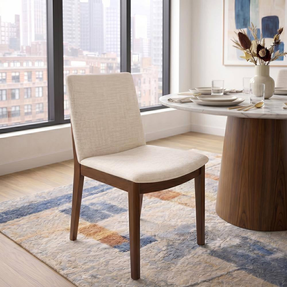 Valentine Mid-Century Modern Beige Fabric Dining Chair (Set of 2)