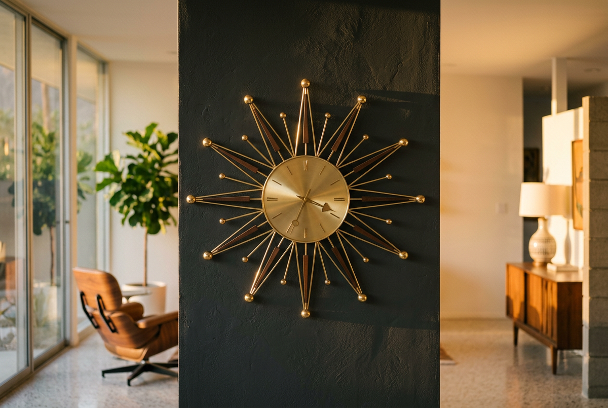 Atomic Starburst Wall Clock in Brass | Supernova