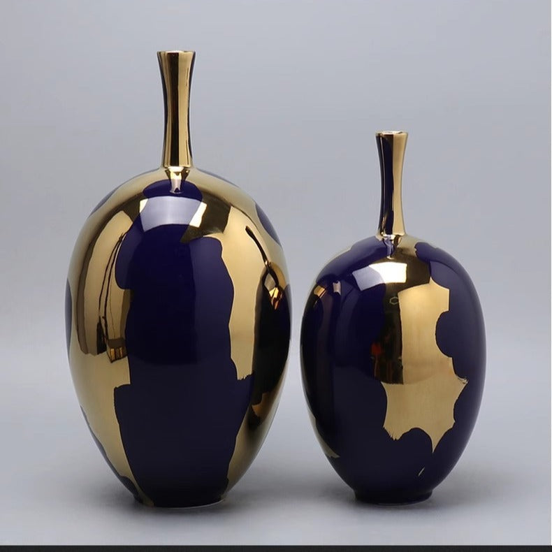 The Fontaine Ceramic & Gold Leaf Vase