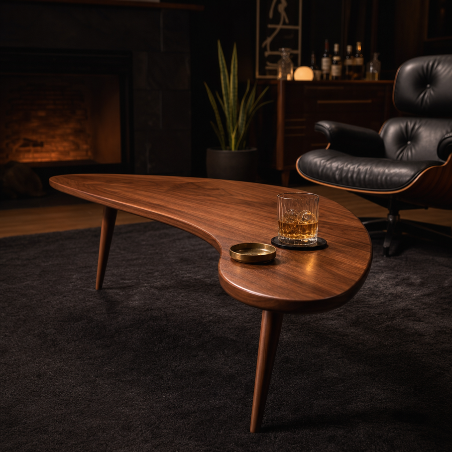 The Meridian Walnut Boomerang Table