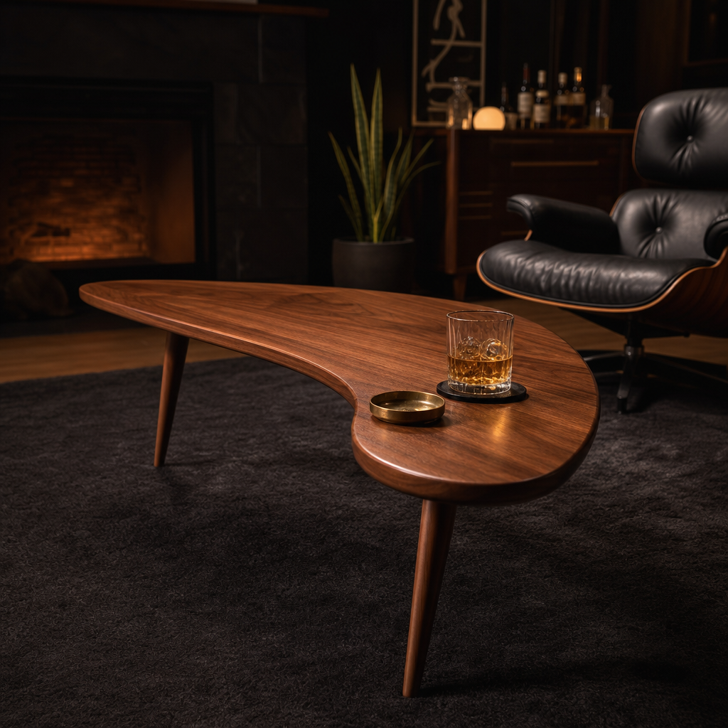 The Meridian Walnut Boomerang Table