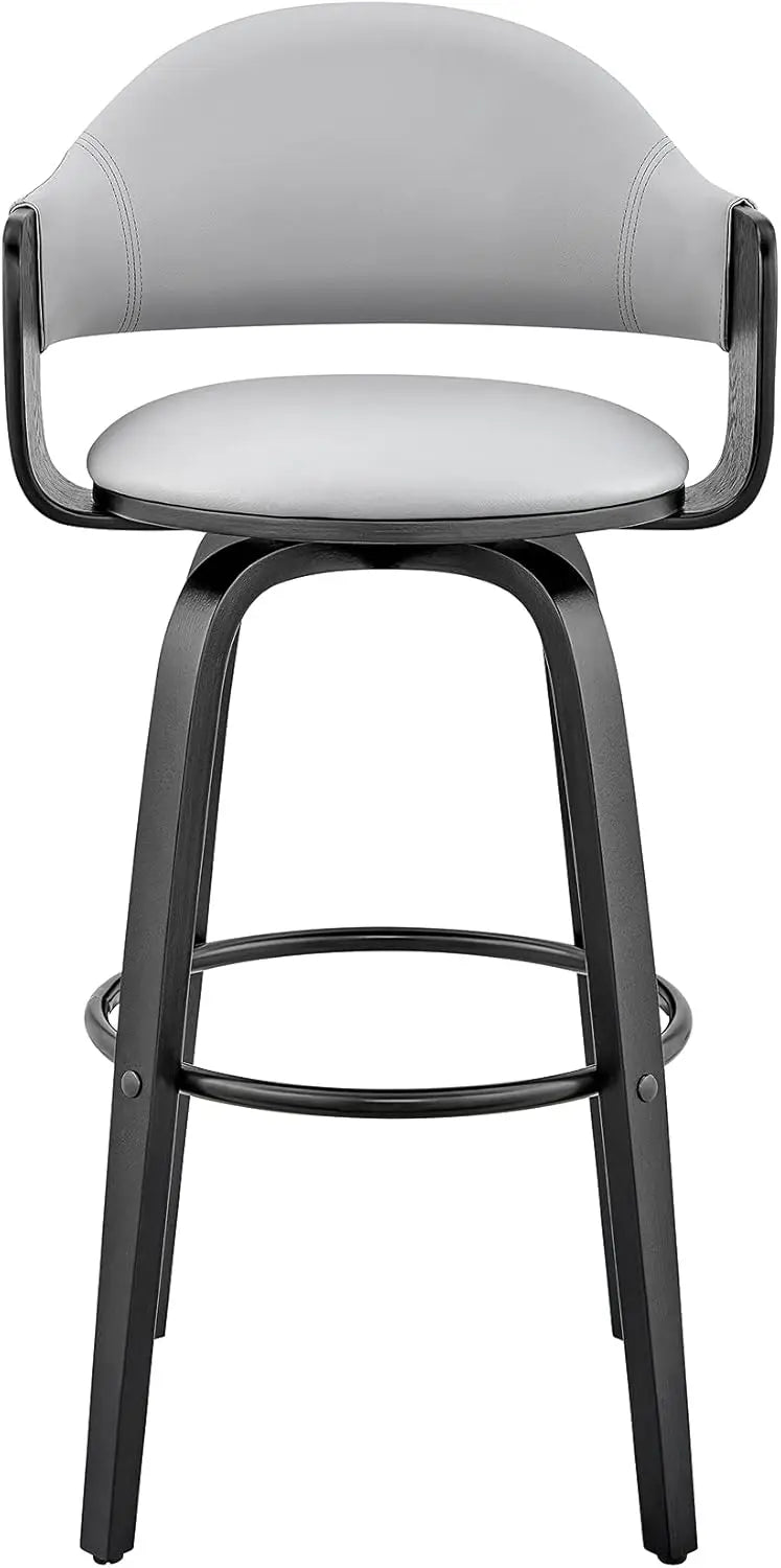 The Meridian Charcoal Leather Bar Stool