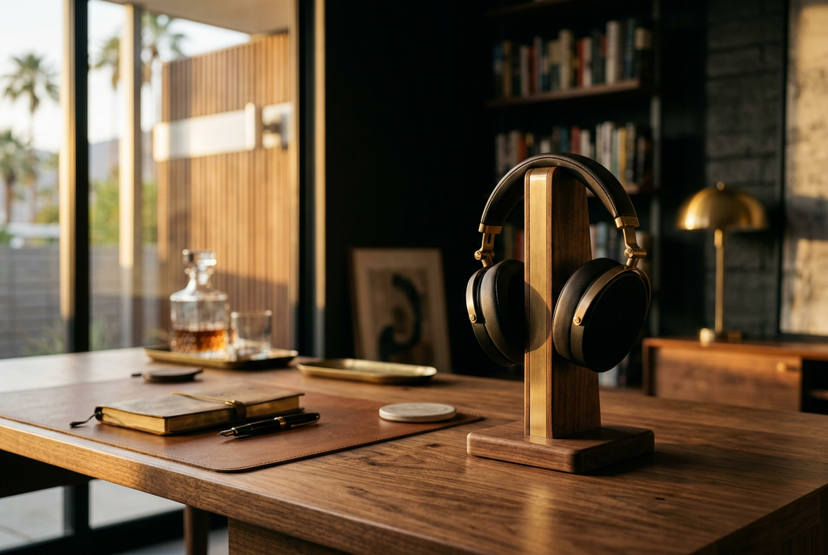 Walnut & Brass Headphone Perch | Kumo Stand