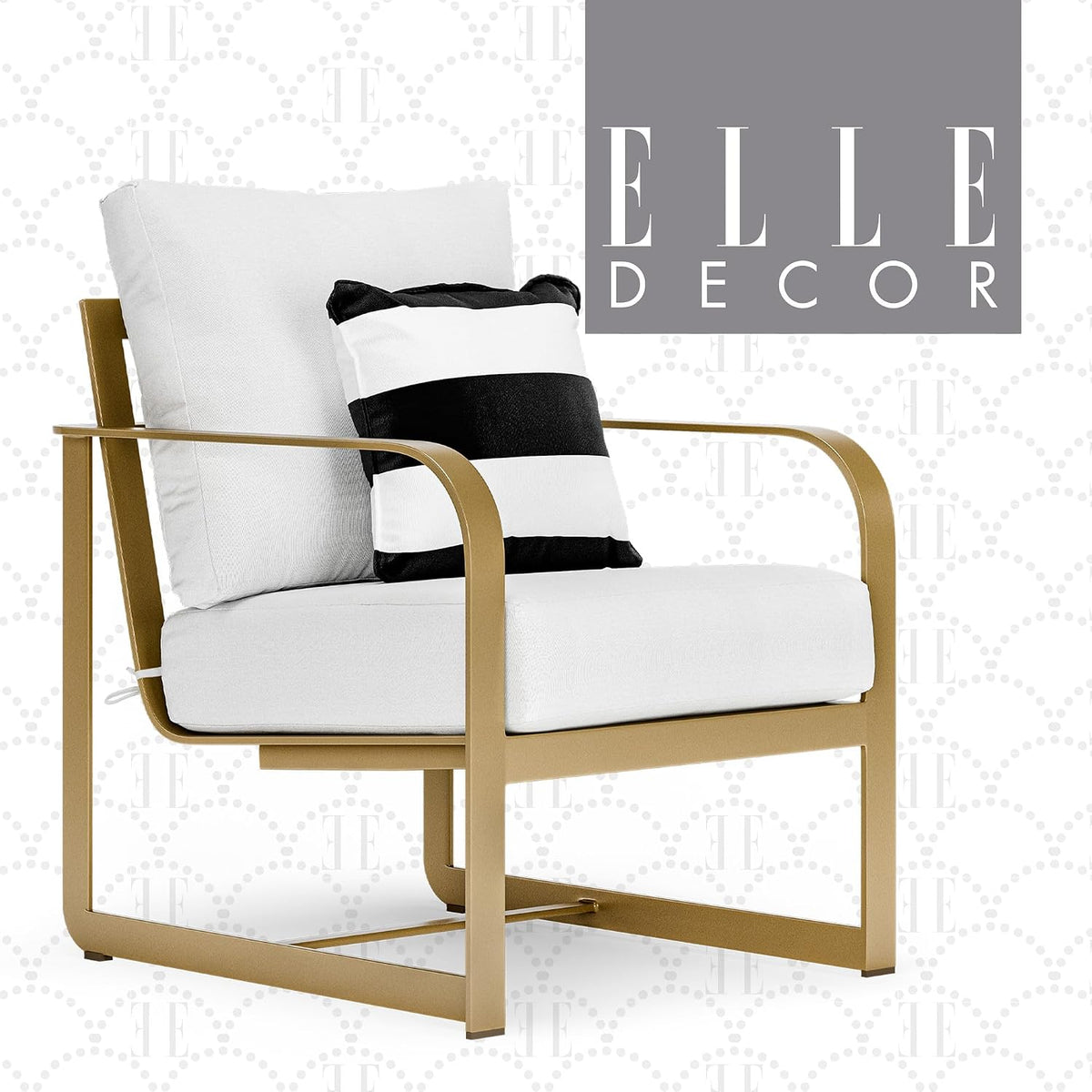Mirabelle Modern Outdoor Patio Modular Furniture Collection, White or Gold Frame, Arm Chair