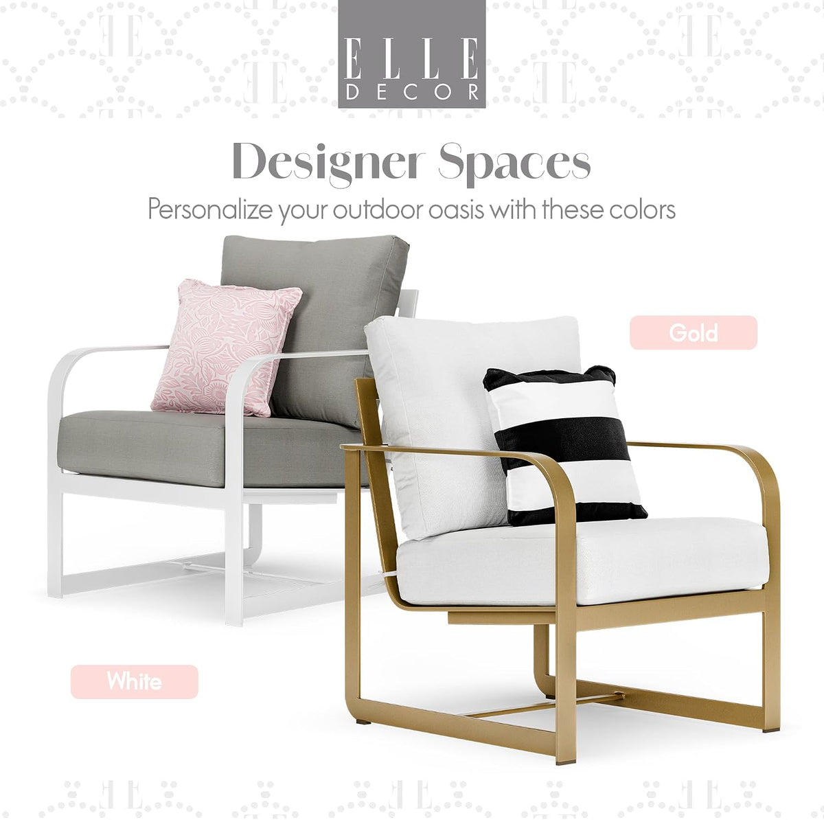 Mirabelle Modern Outdoor Patio Modular Furniture Collection, White or Gold Frame, Arm Chair