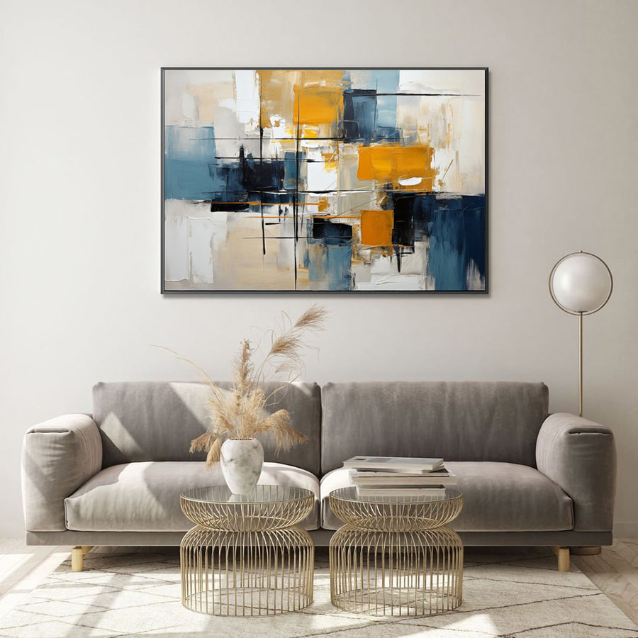 Exquisite Mid-Century Modern 3D Textured Oil Painting for Chic Living Room Decor
