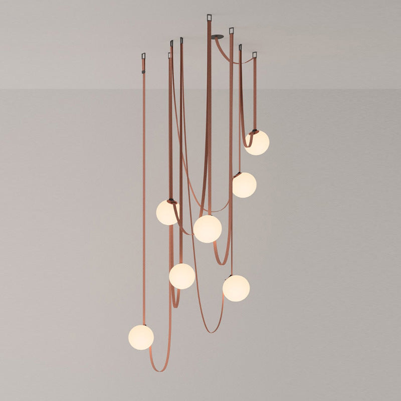 Dresden Collection | Floating Brass-Accented Brass & LED Chandelier - showcasing full sculptural form and curated finish in a Mid-Century Modern living room setting.