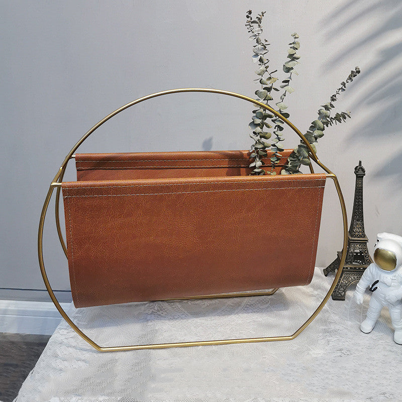 The Elegant Leather and Metal Magazine Rack