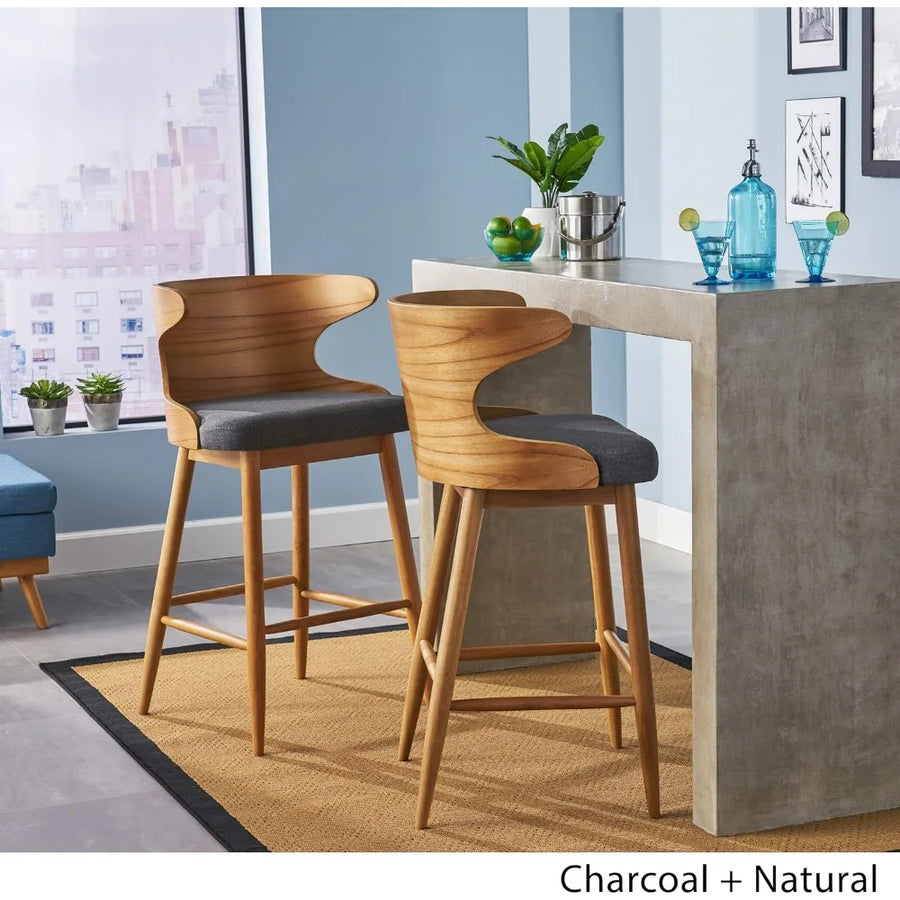 The Meridian Charcoal & Steel Barstool Set