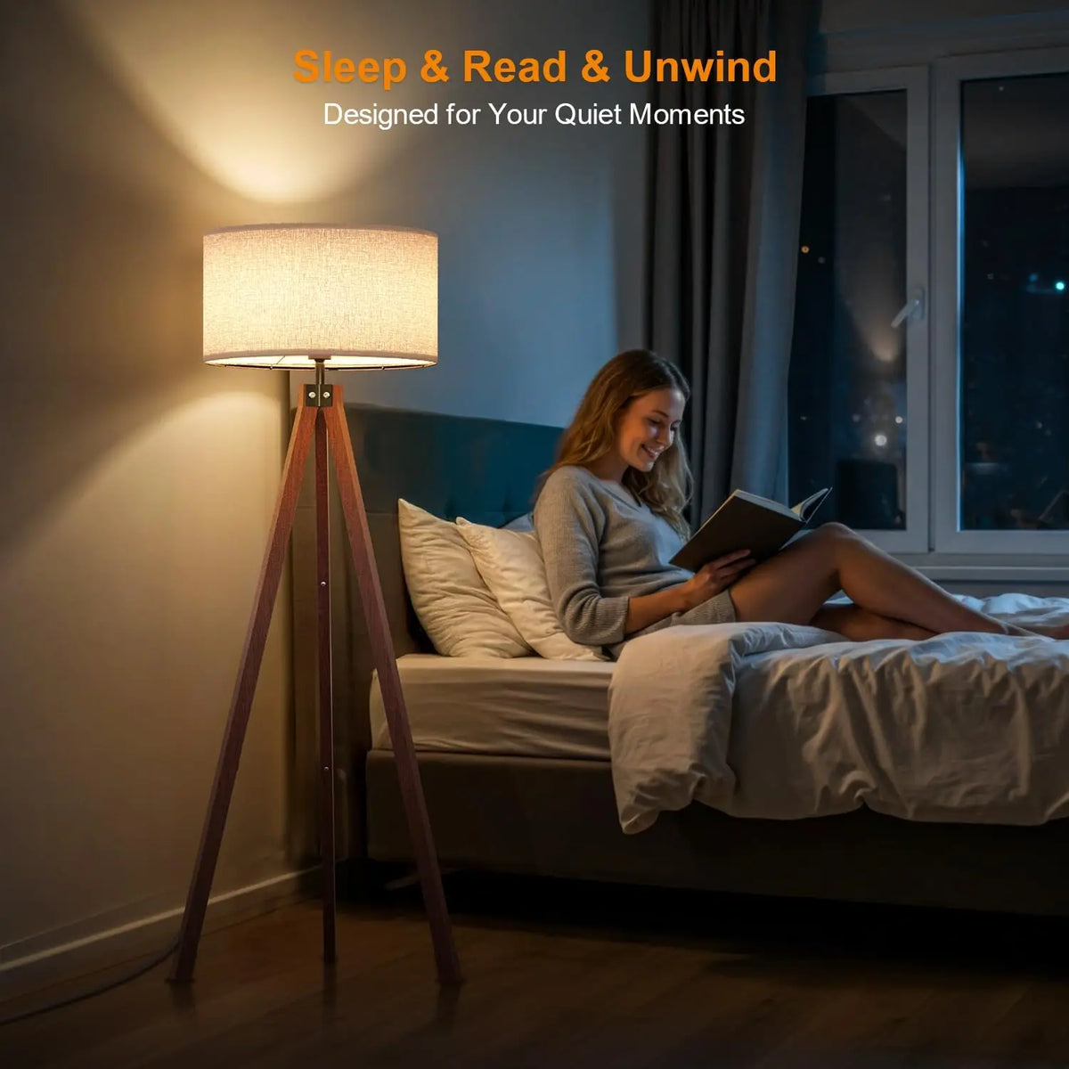 The Fontaine Walnut Tripod Floor Lamp
