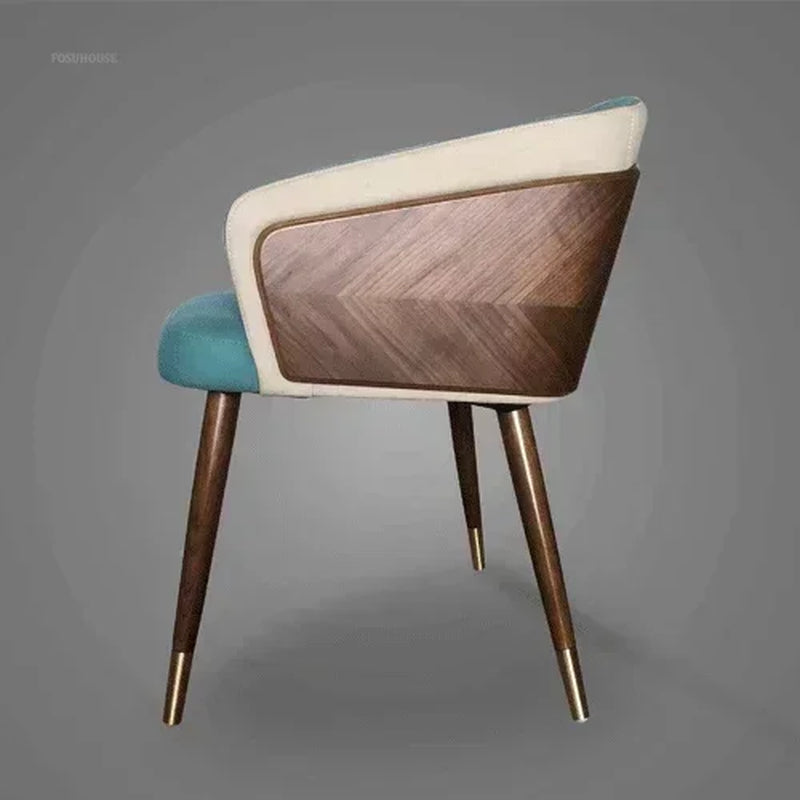 Luxury Modern Dining Chairs Wooden Backrest Armchair Minimalist Lounge Dining Chair Comfortable Dining Room Furniture