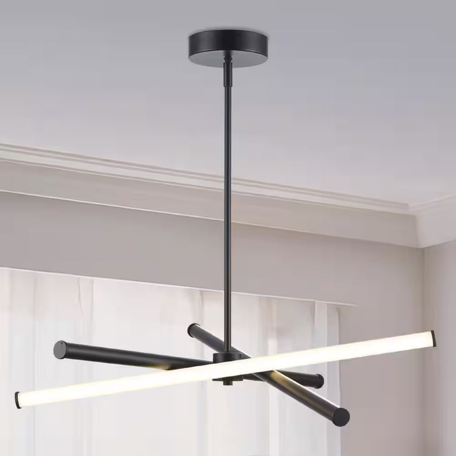 York 28 In. Modern Black Linear Integrated LED Dimmable Pendant Light Fixture with Selectable 3-CCT