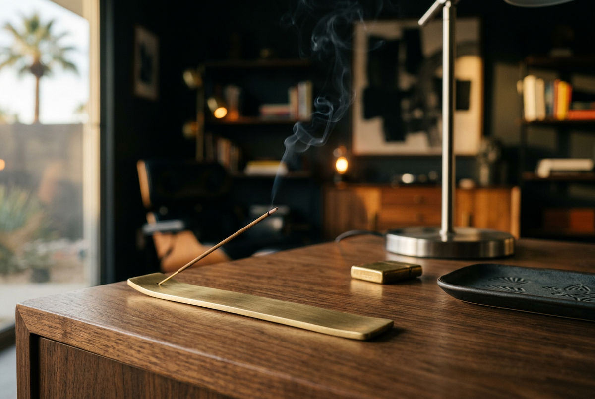 Minimal Linear Brass Incense Holder | Cedar & Myrrh