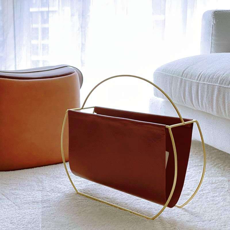The Elegant Leather and Metal Magazine Rack