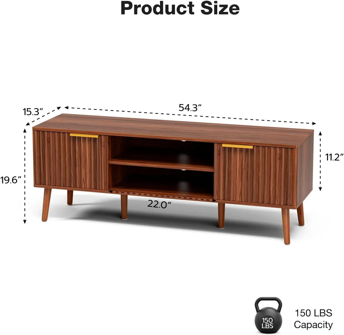 Ellington Collection | Panoramic Fluted Walnut Console - highlighting material texture and craftsmanship detail in a Mid-Century Modern entryway setting.