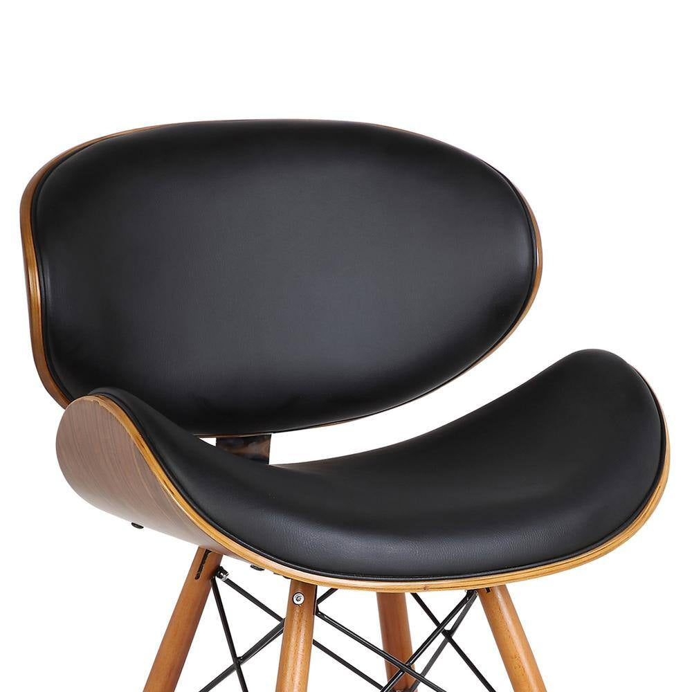 Cassie 31 In. Black Faux Leather and Walnut Wood Finish Mid-Century Dining Chair