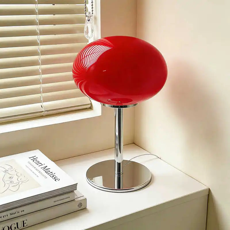 Fontaine Collection | Sculptural Atomic-Era Ceramic Table Lamp - revealing tonal warmth and surface patina under ambient light in a Mid-Century Modern living room setting.
