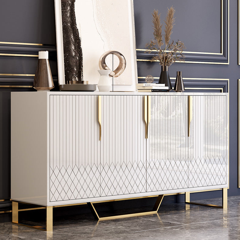 Marlowe Collection | Minimalist Brass-Accented Walnut Cabinet - showcasing full sculptural form and curated finish in a Mid-Century Modern living room setting.