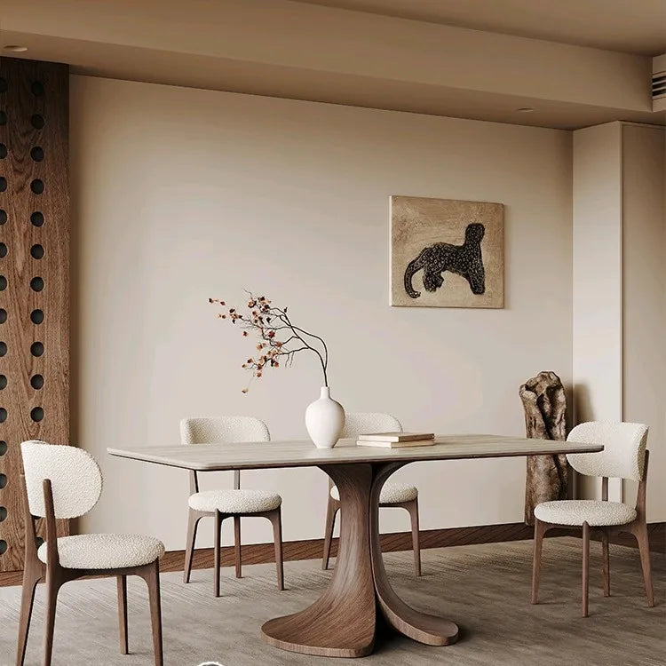 The Dresden Walnut & Travertine Dining Table
