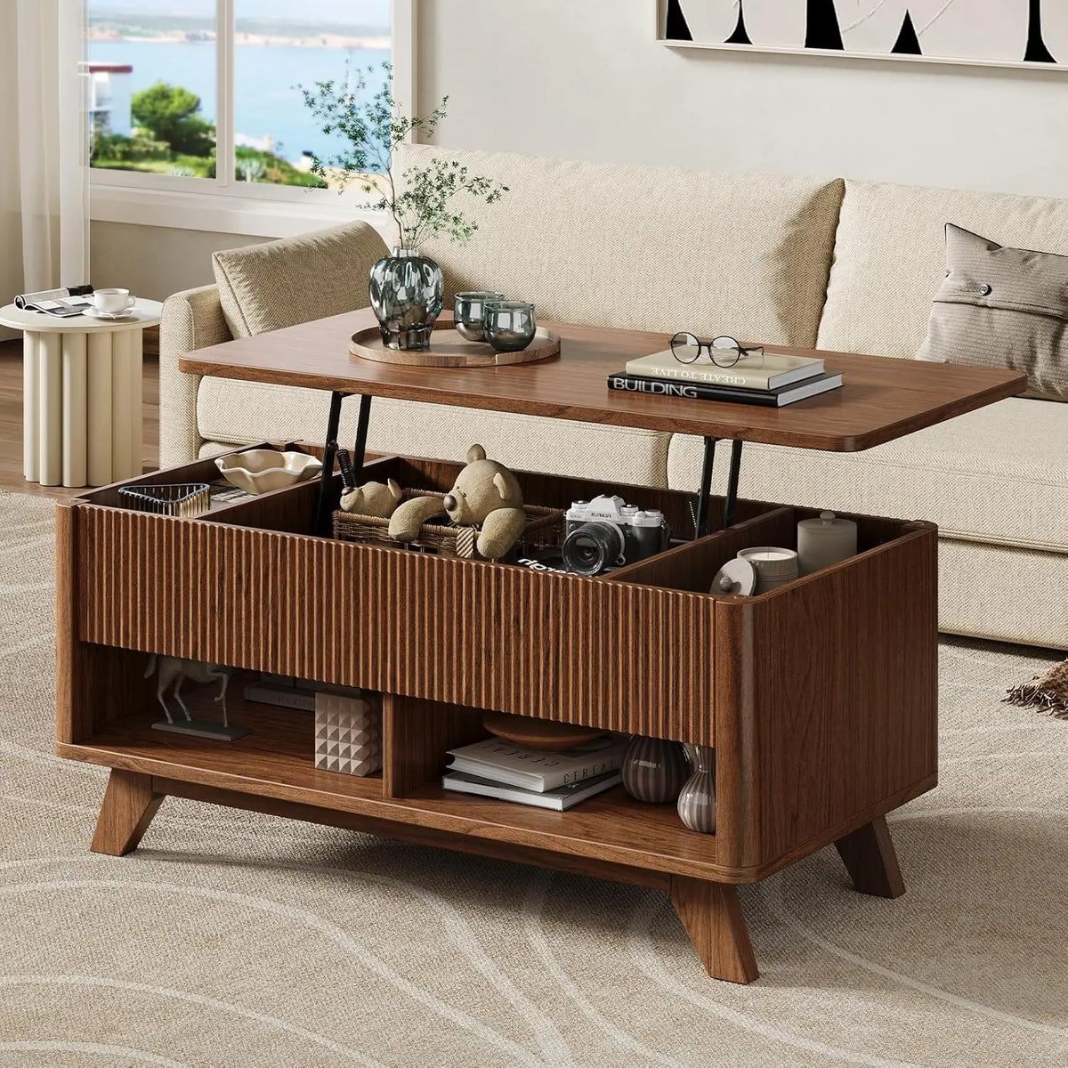 The Astoria Fluted Walnut Coffee Table