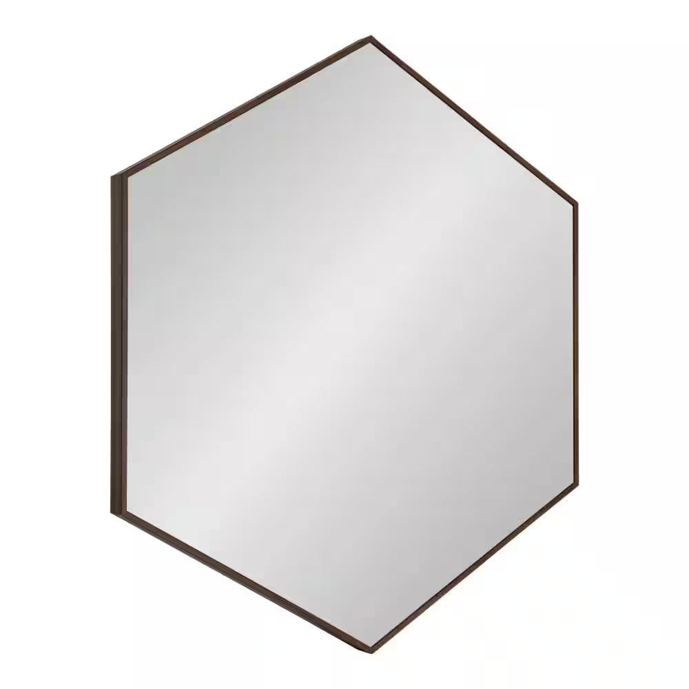 Medium Novelty Walnut Brown Contemporary Mirror (34.75 In. H X 30.75 In. W)