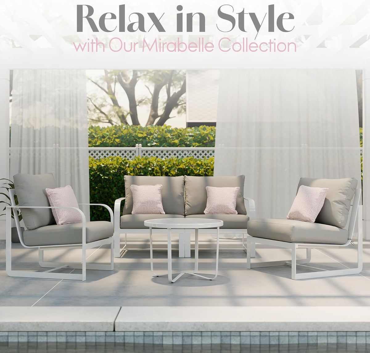 Mirabelle Modern Outdoor Patio Modular Furniture Collection, White or Gold Frame, Arm Chair