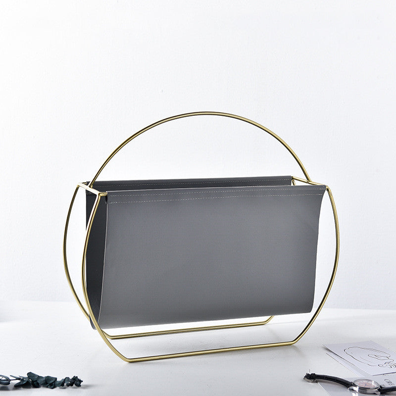The Elegant Leather and Metal Magazine Rack