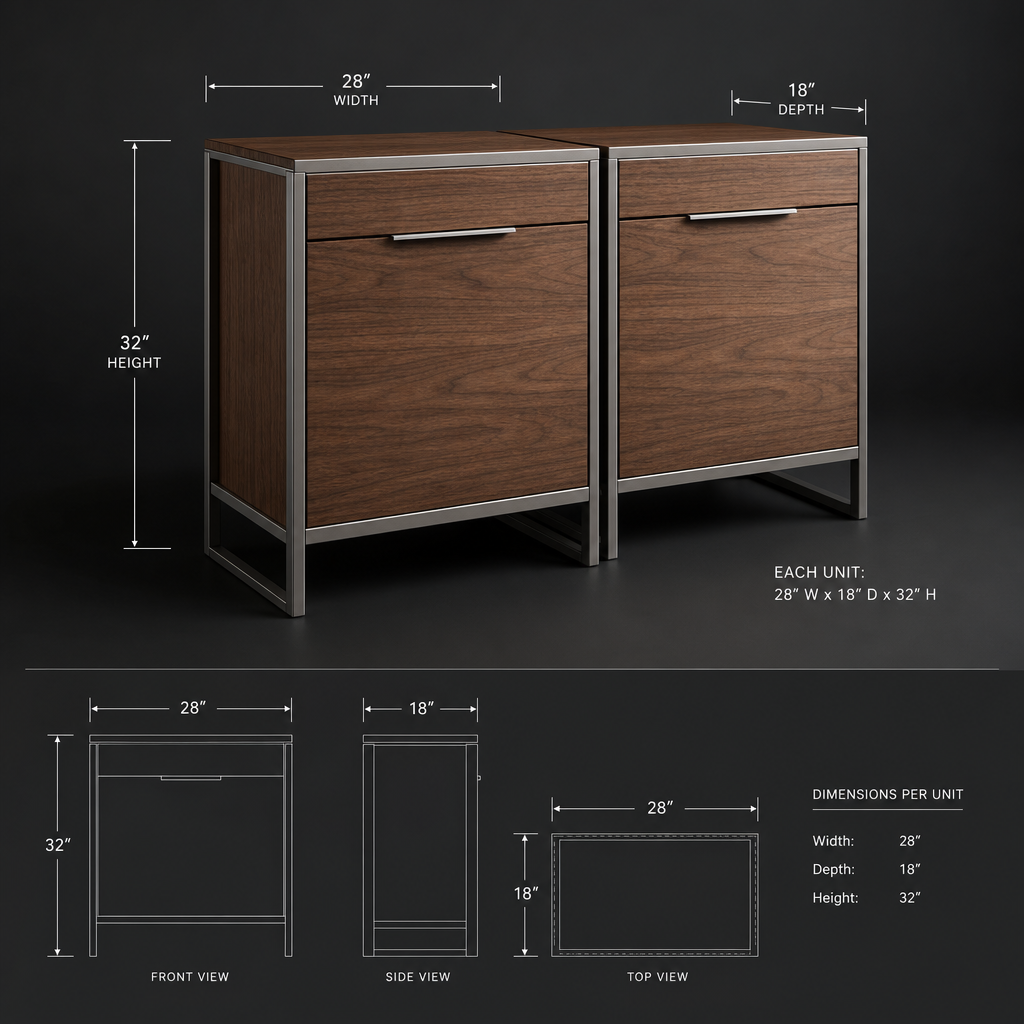 The Dresden Fluted Walnut & Steel Cabinets
