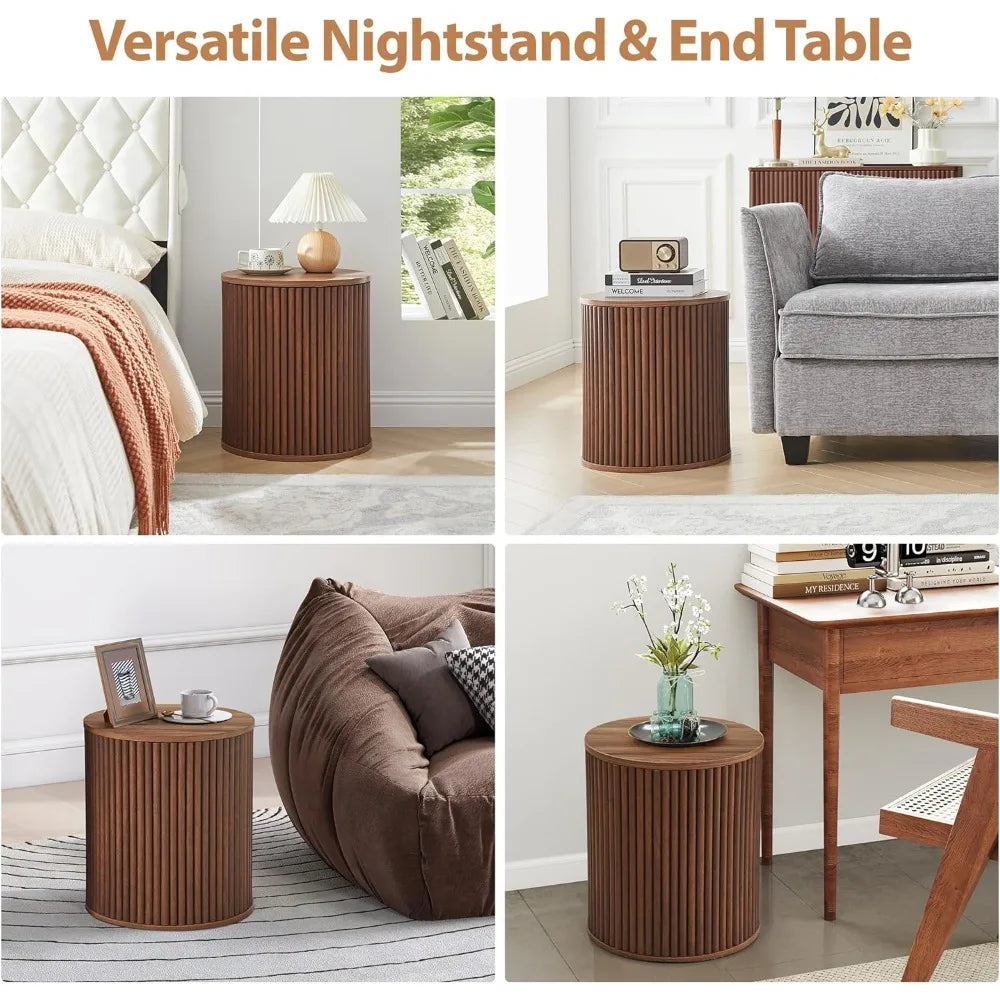 The Dresden Fluted Walnut Side Tables